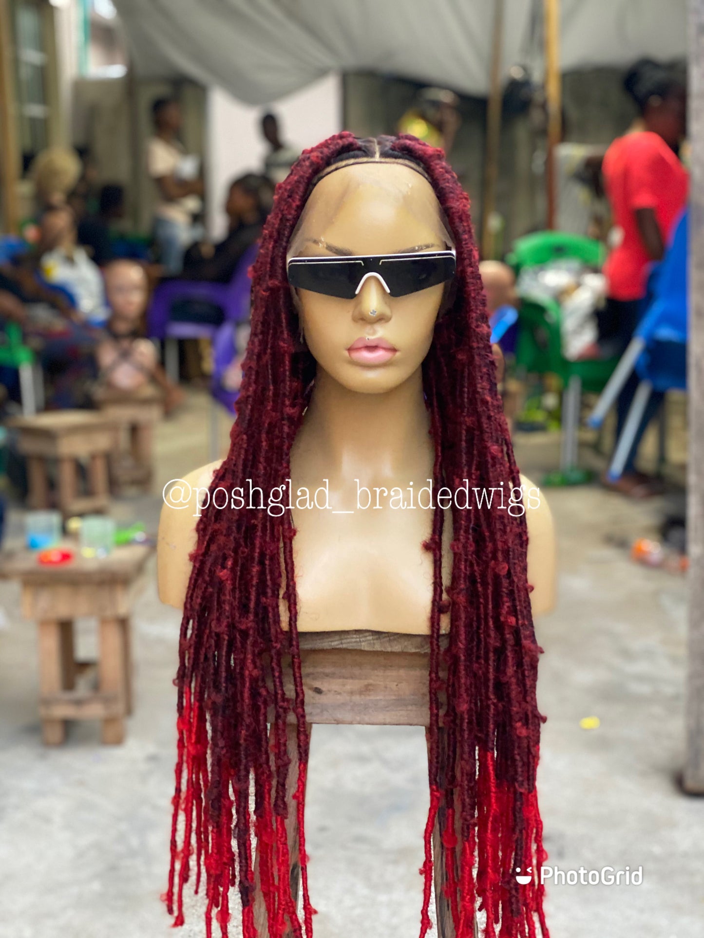 Destress Faux Locs - Wine Color Fire Red Ombré - Rosemary