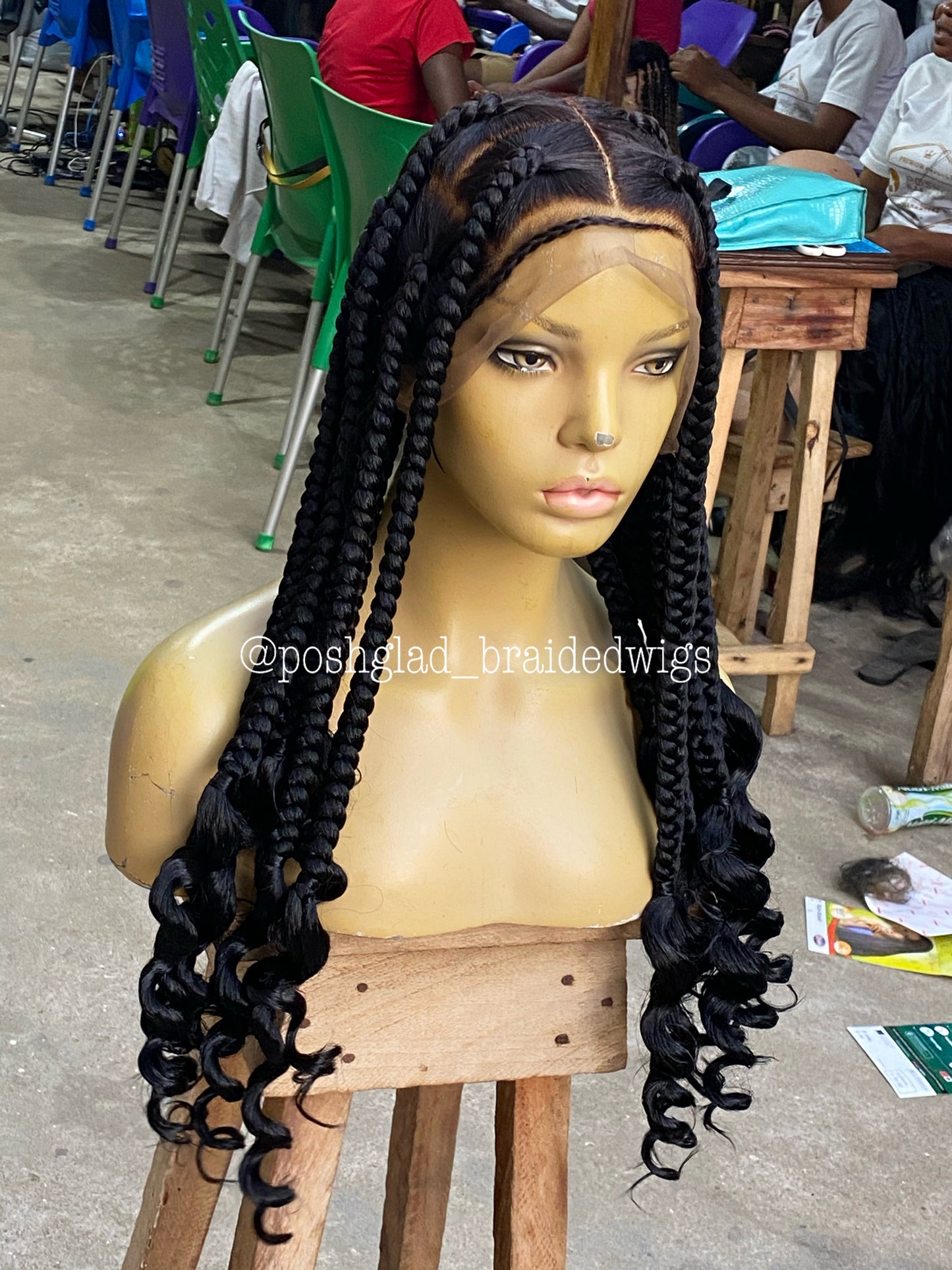 Coileray HairStyle Jumbo Knotless Braid, Full Lace, Color 1B, 30 Inches, Glueless