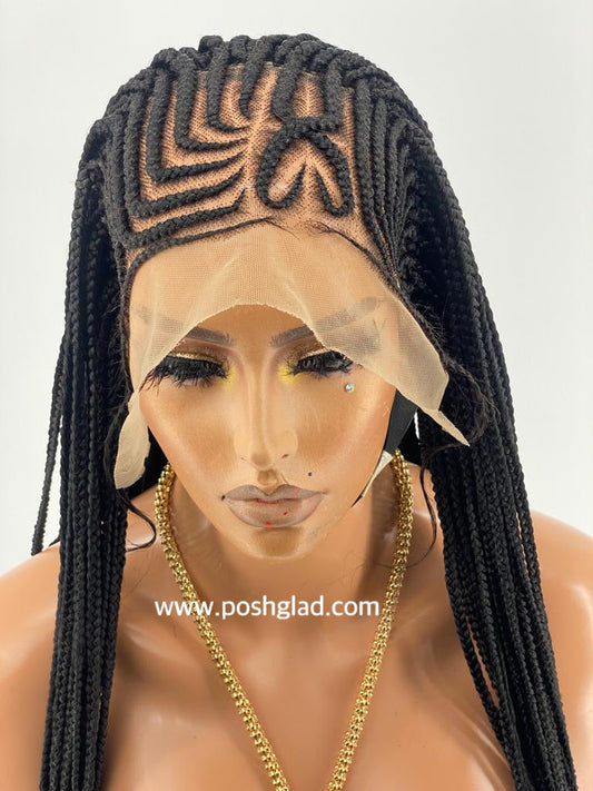 Cornrow Braid Wig "13 by 4 Lace Frontal" Wig Val