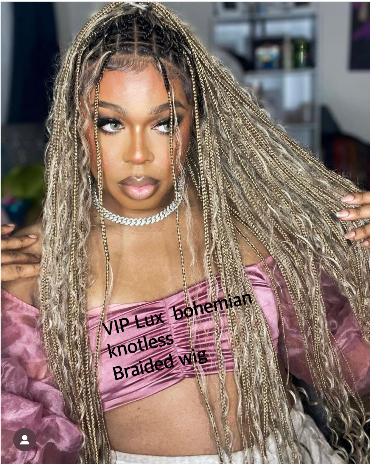 BOHEMIAN KNOTLESS BRAID WIG, FULL LACE, WAIST, VIP LUX COLOR