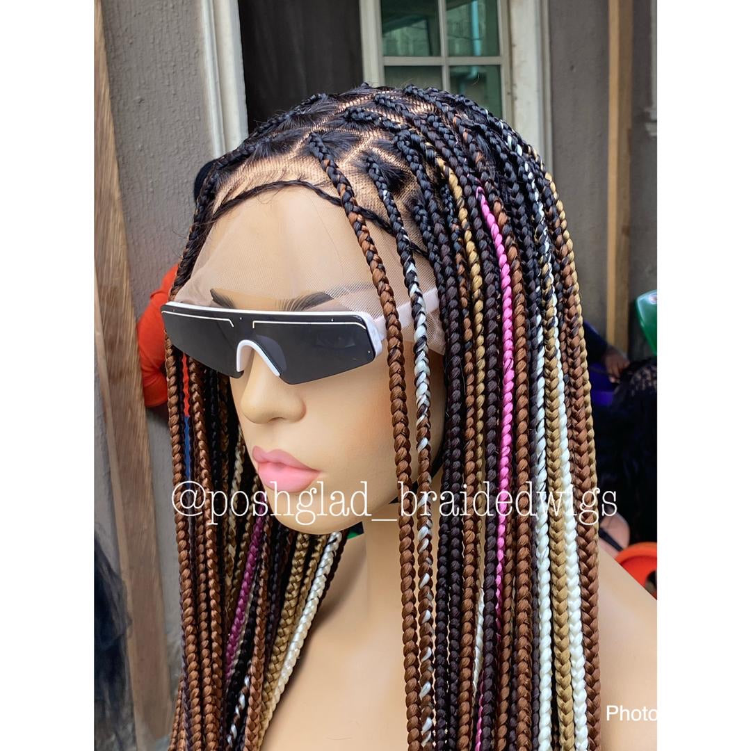 Shade Knotless Braid Wig - Multi Colors Swiss Full Lace