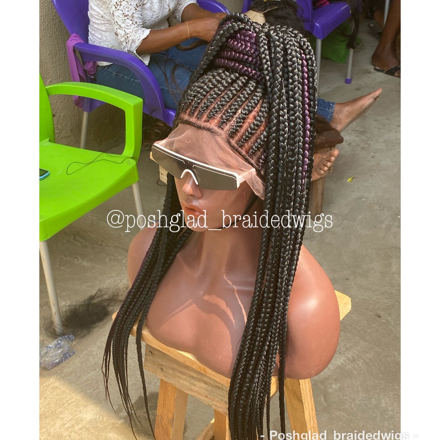 Cornrow Braid Wig - Full Lace Purple Mix - Avalon