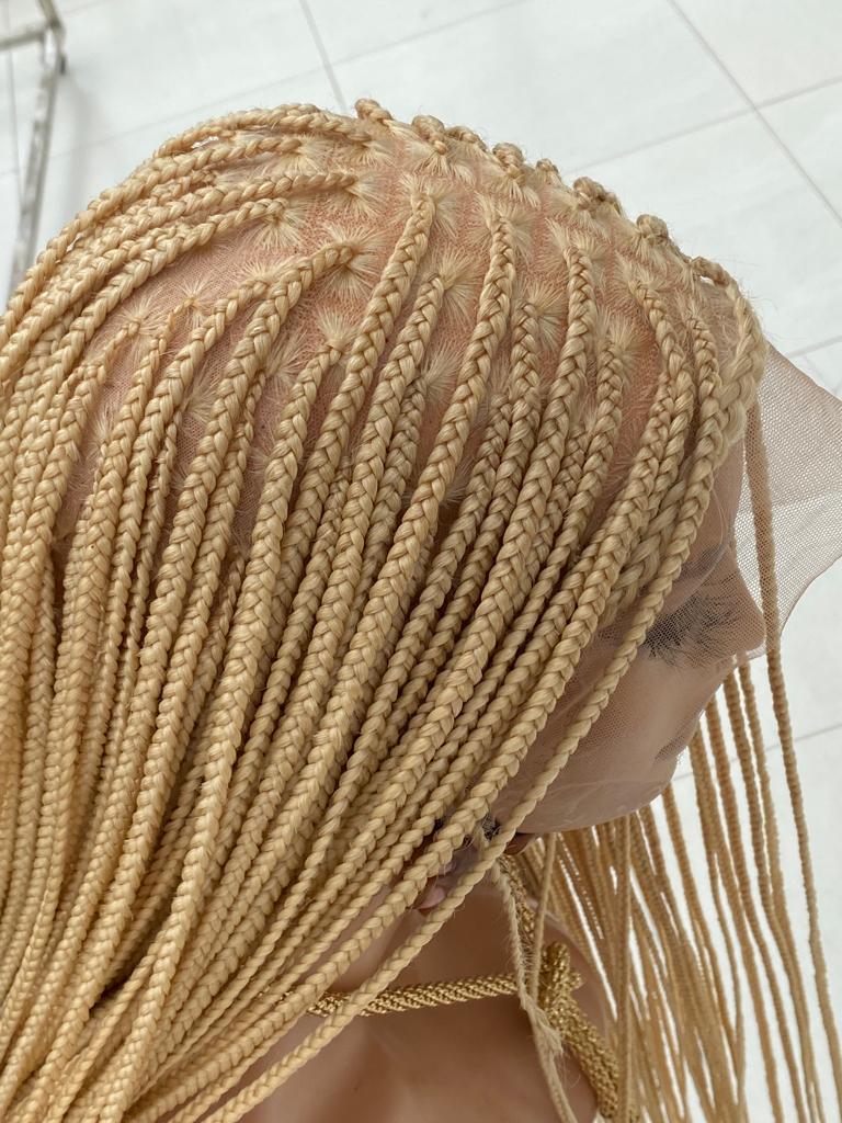 Shade Knotless In Premium Blond, Human Hair Swiss Full Lace, Tailbone, Glueless