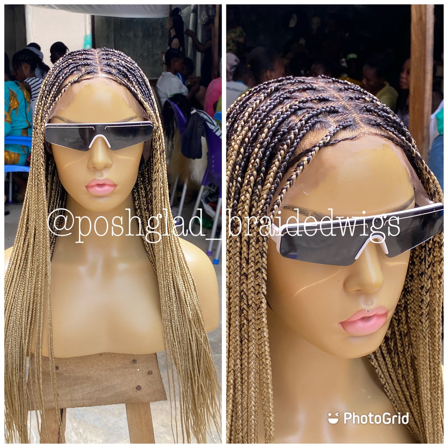 Scalp-looking Knotless Braid Wig, Full Lace, color 22
