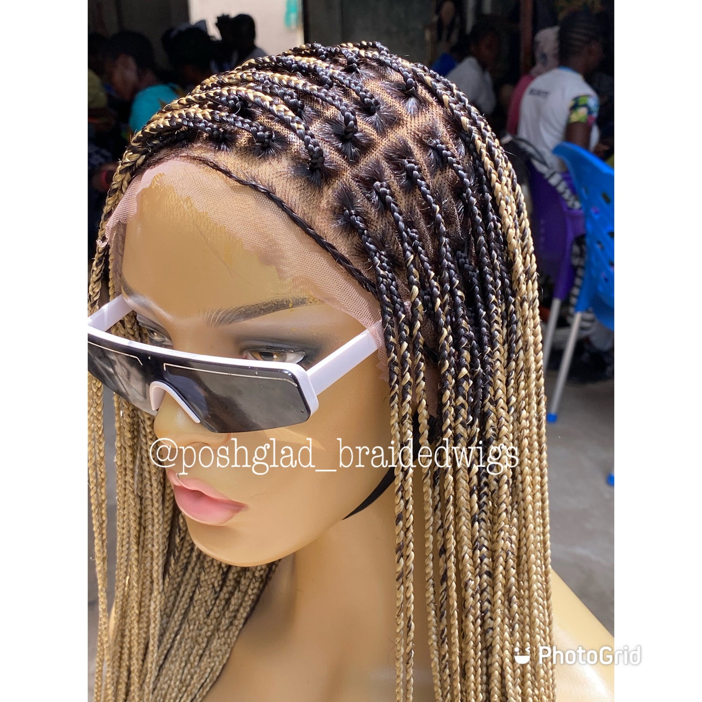 Scalp-looking Knotless Braid Wig, Full Lace, color 22