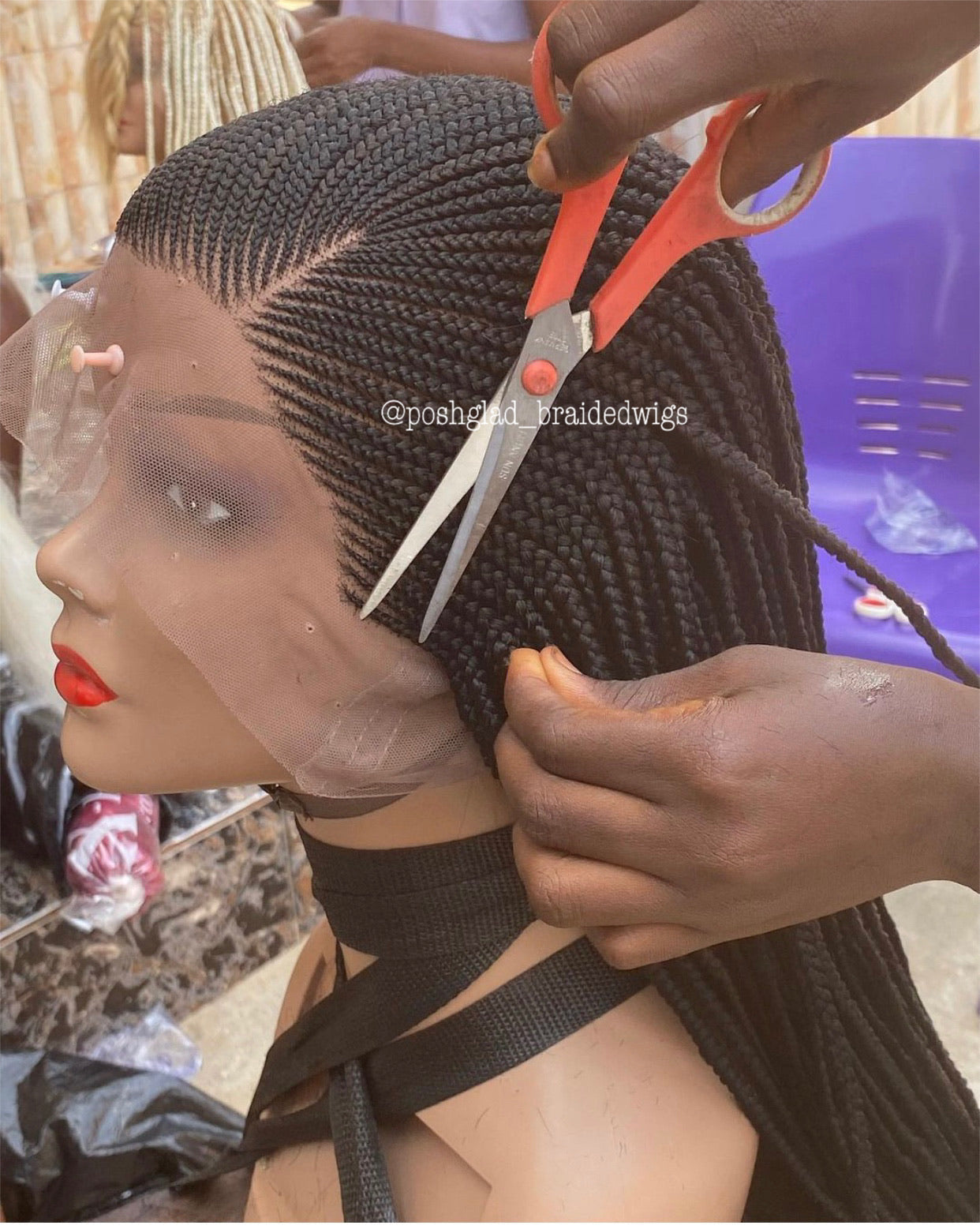 Cornrow Braid Wig - Full Lace Side Part - Candy