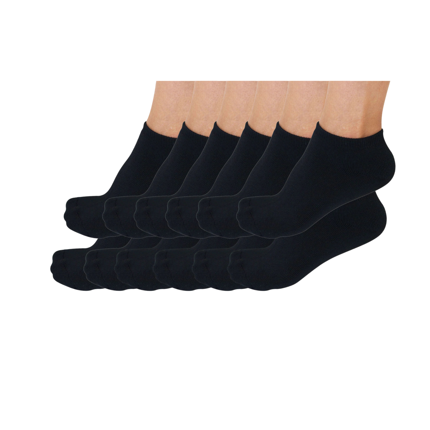 No Look Anklet Bamboo Viscose Socks Unisex Black Color - 12-pack
