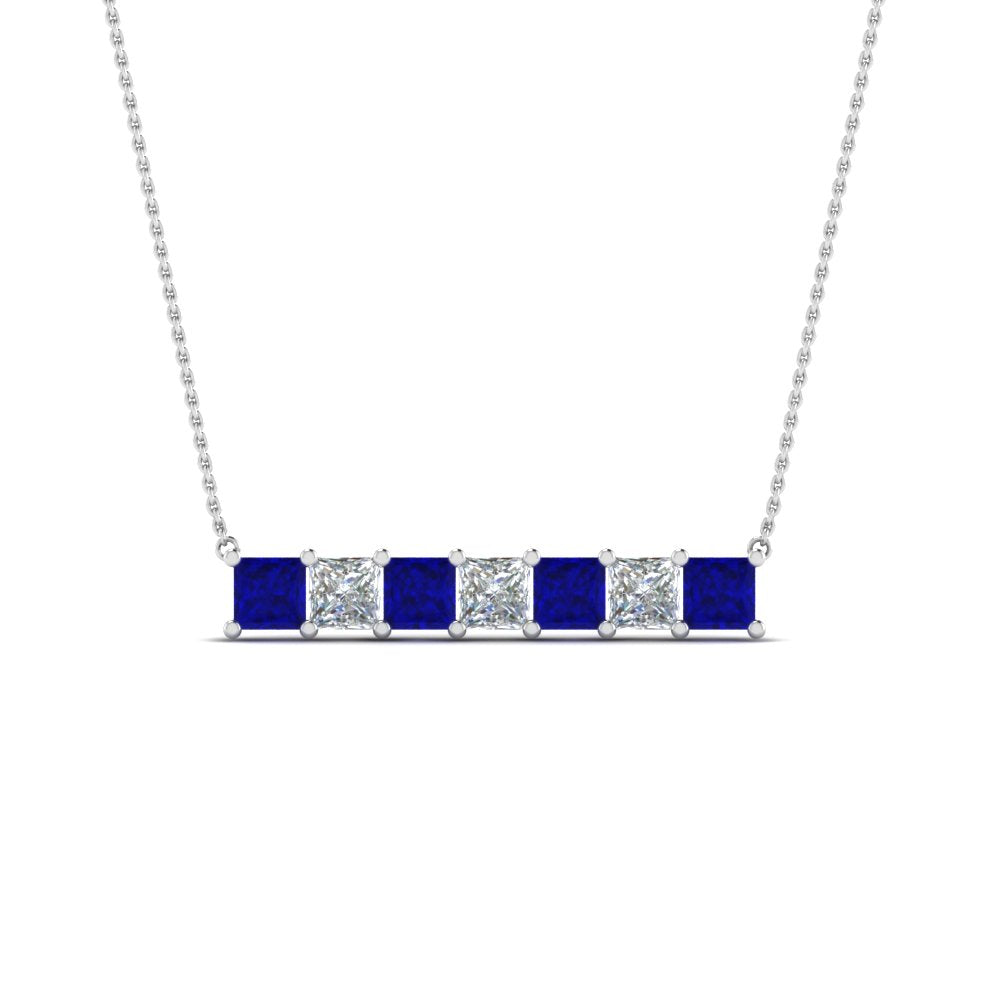 Princess Cut Horizontal Bar Pendant