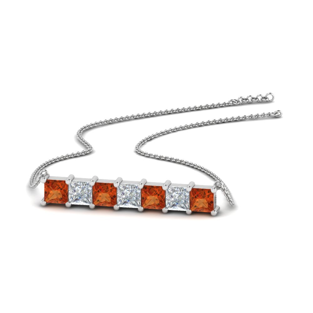 Princess Cut Horizontal Bar Pendant