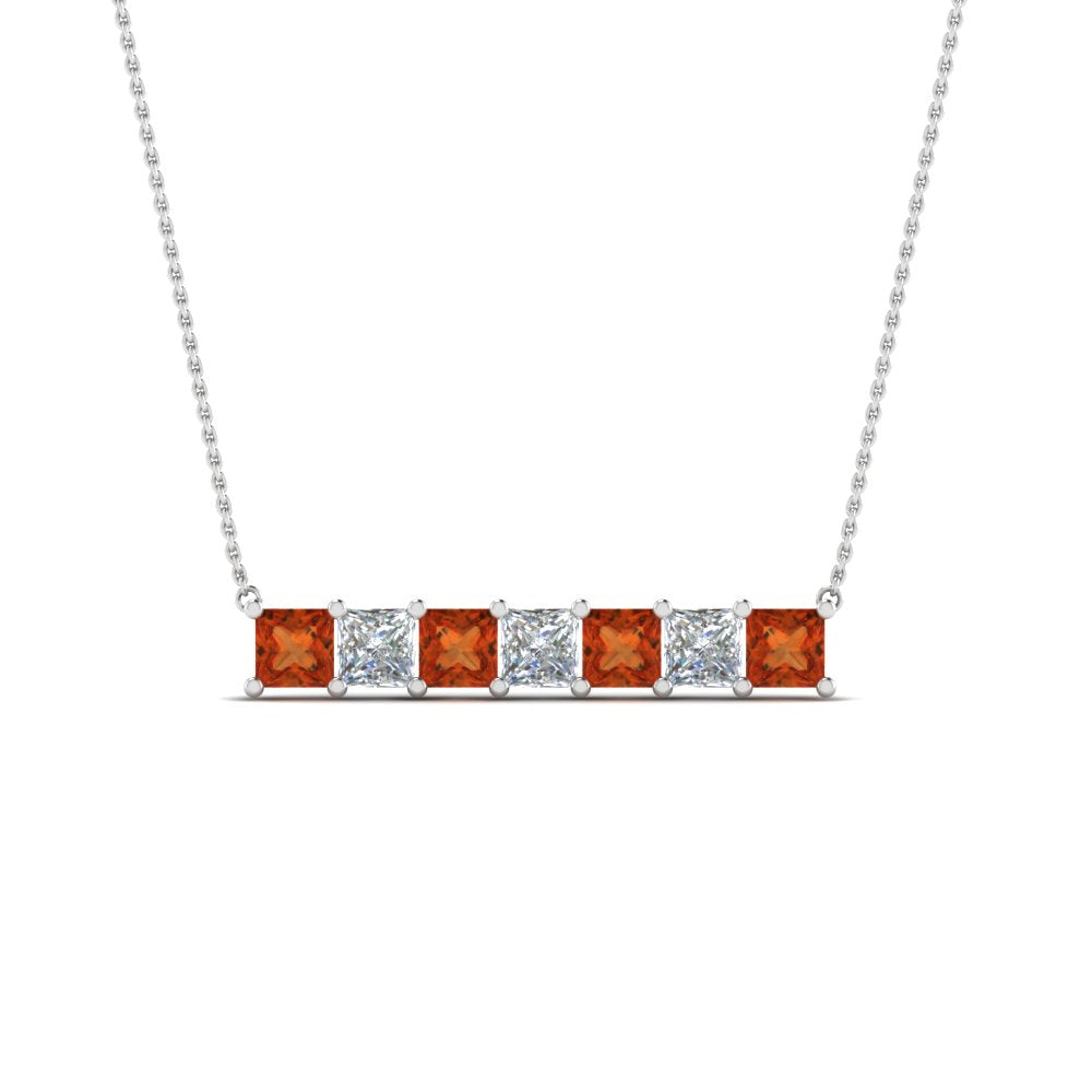 Princess Cut Horizontal Bar Pendant