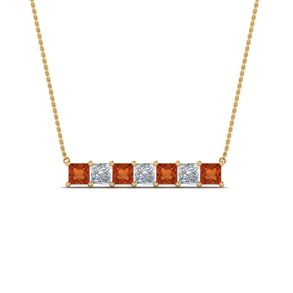 Princess Cut Horizontal Bar Pendant