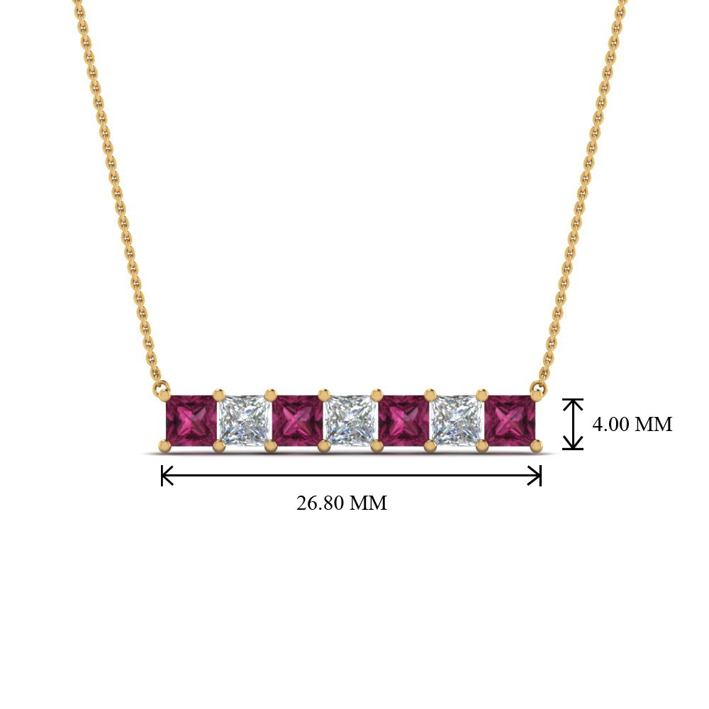 Princess Cut Horizontal Bar Pendant
