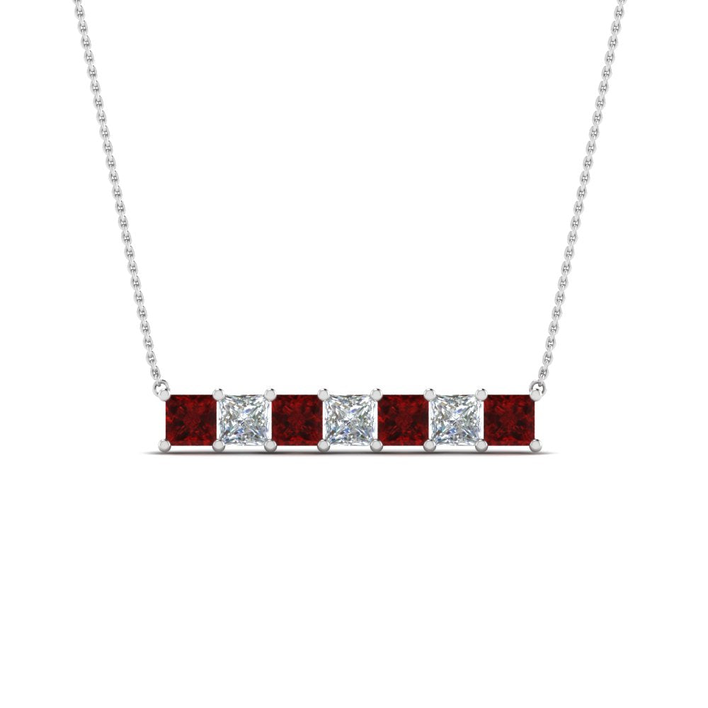 Princess Cut Horizontal Bar Pendant