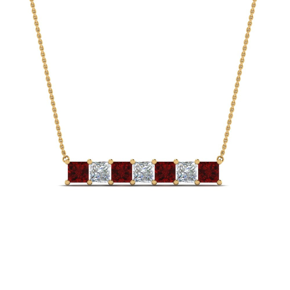 Princess Cut Horizontal Bar Pendant