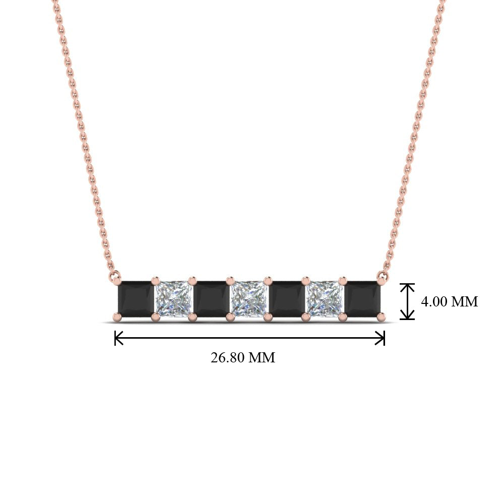 Princess Cut Horizontal Bar Pendant